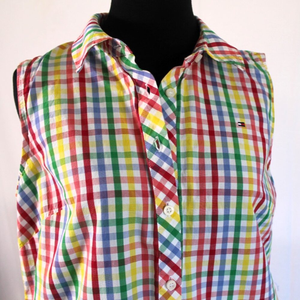Tommy Hilfiger Sleeveless Cotton Gingham Shirtwaist Dress Size 10 - Picture 2 of 10